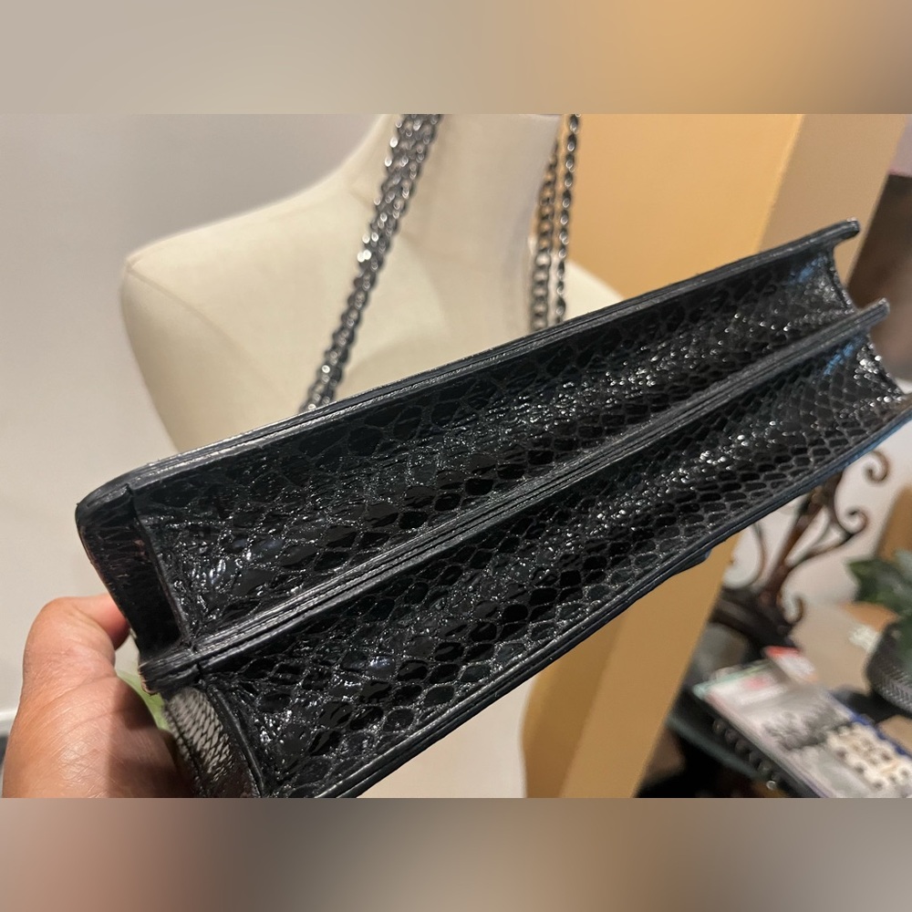 Marina Galanti 🇮🇹 Black Reptile Skin Shoulder Bag - Picture 11 of 17